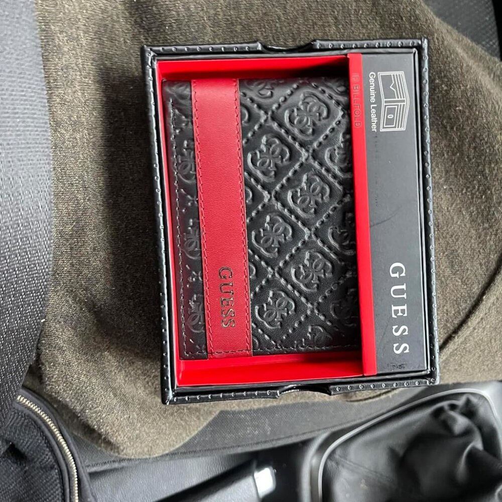 Men's  Genuine Leather Slim ID window, 2 slip pockets Bifold Wallet